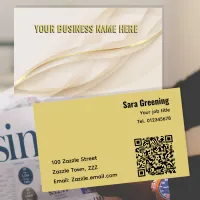 Gold glam abstract glamorous professional QR code Business Card