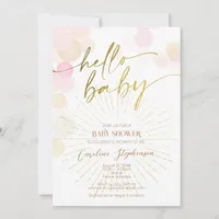 Hello Sunshine Boho Modern Happy Baby Girl Shower Invitation