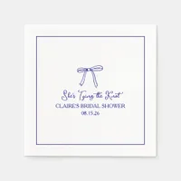 "Tying the Knot" Cute Navy Blue Bow Bridal Shower Napkins