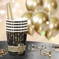 Satin Jewel Sweet Sixteen Black Gold ID260 Paper Cups