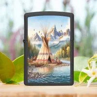 Traditional Native Indian Teepee Nature Scene Digi Zippo Lighter