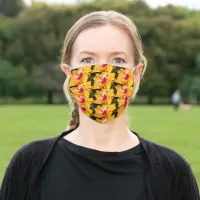 Orange Hibiscus Flower Side View Pattern, ZSSG Adult Cloth Face Mask