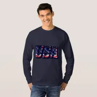 USA Flag Letters, Flag Men's Basic Long Sleeve Tee