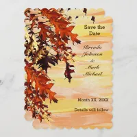 Autumn Leaves Swirl Color Save the Date Flat Card