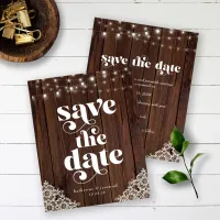 Budget Wood String Lights Lace Save the Date
