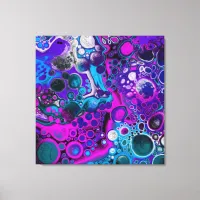 Purple, Blue Modern Abstract Fluid Art Marble Cell Canvas Print