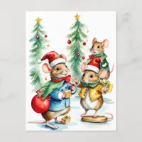 Adorable Christmas Mice Postcard