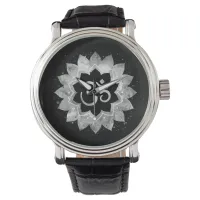 *~* Men's Subtle Aum OM Gray Meditative Mandala Watch