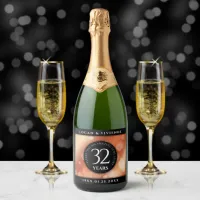Elegant 32nd Bronze Wedding Anniversary Sparkling Wine Label