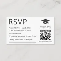 Minimalist QR Code Dietary Preference Grad RSVP Enclosure Card