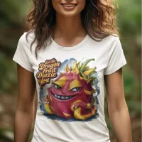 Joyful Cartoon Dragon Fruit  Character Beaming T-Shirt