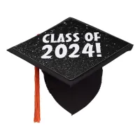 Bokeh Black Glitter Class of 20XX Graduation Cap Topper