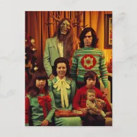 Christmas Horror Retro 1970 era Family Portrait Postcard