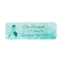 Teal Snowflake and MG Awareness Ribbon Label