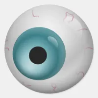 Aqua Blue Bloodshot Zombie Eyeball Halloween Classic Round Sticker