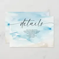 Rustic Watercolor Ocean Sea Summer Beach Wedding Enclosure Card