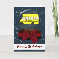 school bus Christmas Cards