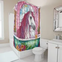 Unicorn in the Bathtub Shower Curtain