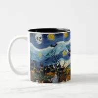 Spooky Night-Halloween Ghostly Skull Haunted House Two-Tone Coffee Mug