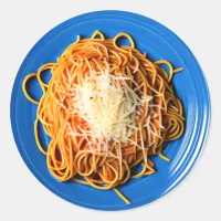 Plate of Spaghetti with Parmesan Cheese Classic Round Sticker