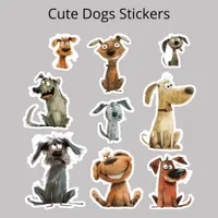 Watercolor Funny Crazy Dogs Thank You Stickers