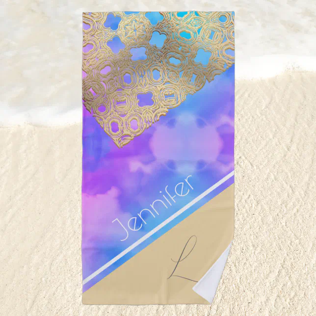 Cloud-kissed Serenity: The Golden Lace Beach Towel