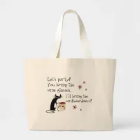 Cardboardeaux for Box Wine Funny Quote Cat Large Tote Bag