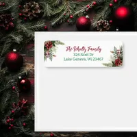 Sage Green and Burgundy Christmas Foliage  Label