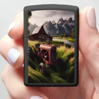 Rustic Tractor in Mountain Valley Zippo Lighter