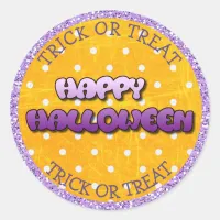 Trick or Treat Happy Halloween Purple Stickers