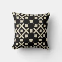 Decorative Elegant Black & Beige Geometric Pattern Throw Pillow