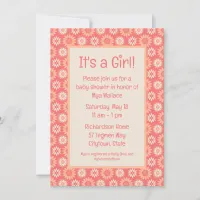 Peaches & Cream Floral Baby Girl Shower Invitation