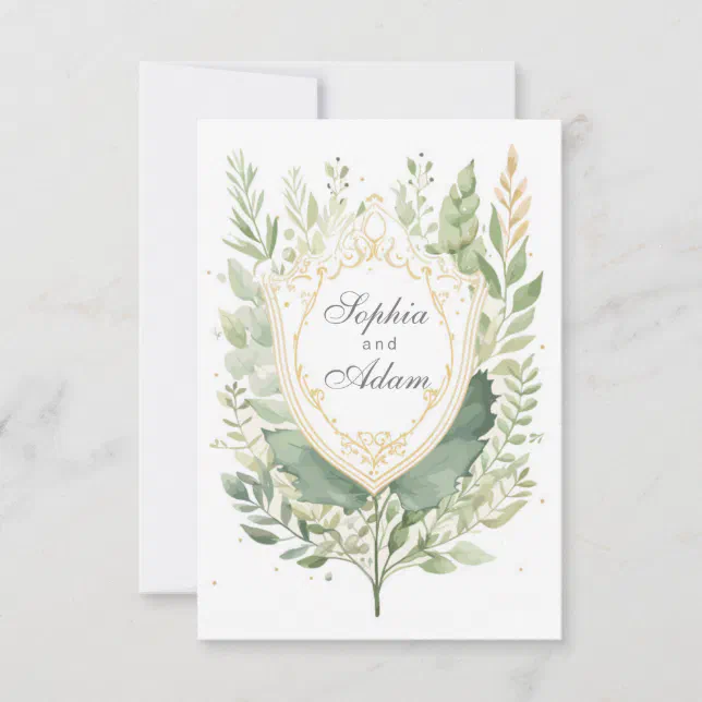 Rustic Watercolor Greenery Save The Date Card