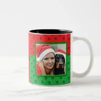 Personalize this cute Paw Prints Christmas Mug