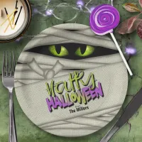 Mummy Eyes Halloween Green ID685 Paper Plates