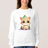 Cute Chibi Kawaii Cartoon Christmas Kitty Cat Sweatshirt