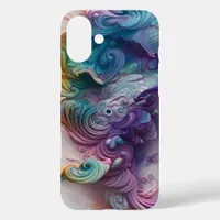 Wavy Rainbow Pastels AI Art iPhone 16 Plus Case