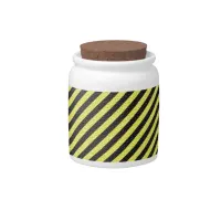 Thin Black and Yellow Diagonal Stripes Candy Jar