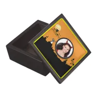 Halloween Night in Orange Glow Add Your Photo Jewelry Box