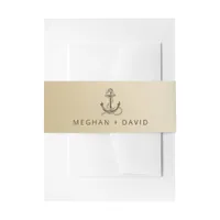 Rustic Vintage Antique Anchor Nautical Wedding Invitation Belly Band