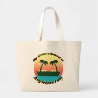 Fun Writers Retreat Author Lifestyle Logo Art Large Tote Bag