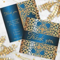Ornate Vintage Gold And Blue Jeweled Thank You