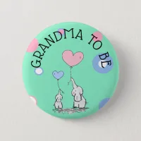 Grandma To Be Elephant Baby Shower Button