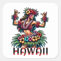 Hawaii | Hawaiian Hula Dancer  Square Sticker