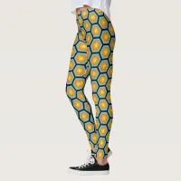 Colorful Modern Geometric Honeycomb Pattern Leggings