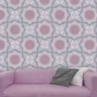 Mandala Kaleidoscopic Soft Pink Gray Geometric  Wallpaper