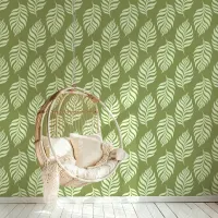 Green Tropical Leaf Pattern Wallpaper