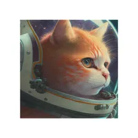 Cat Astronaut Wood Wall Art