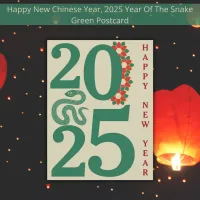 2025 Chinese New Year Of The Snake Green Postcard