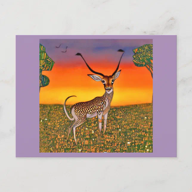 Gazelle at dusk postcard